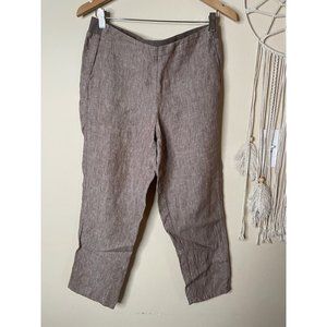 J Jill Love 100% Linen Mid Rise Casual Casual Pants Trouser Pockets Tan Size SP